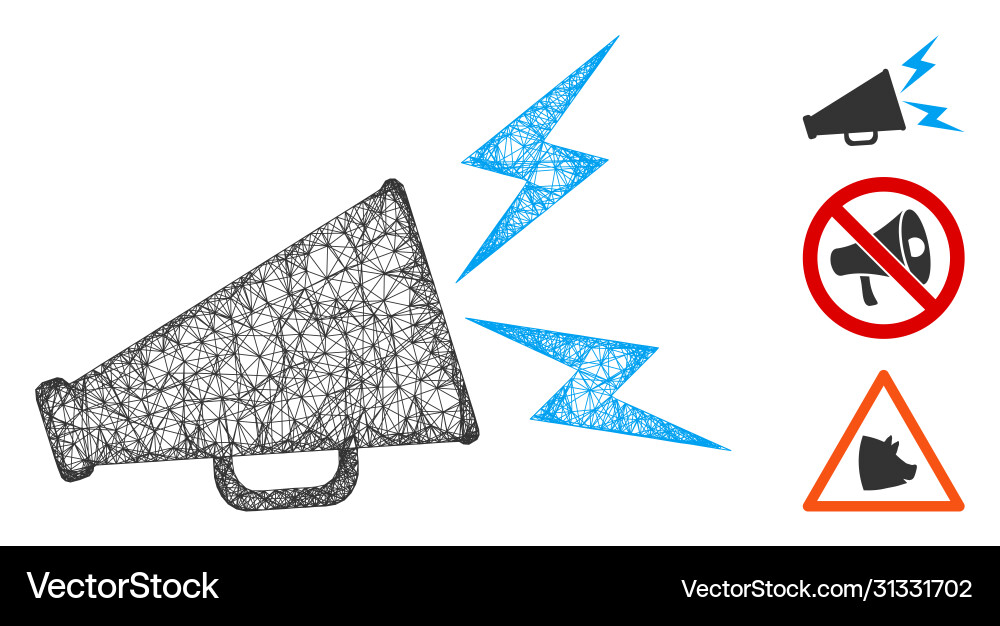 Alert megaphone web mesh Alert megaphone web mesh vector image