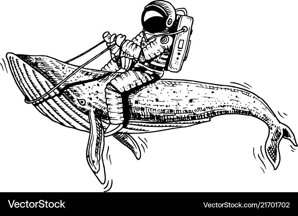 Astronaut spaceman with blue whale astronomical Astronaut spaceman with blue whale astronomical vector image