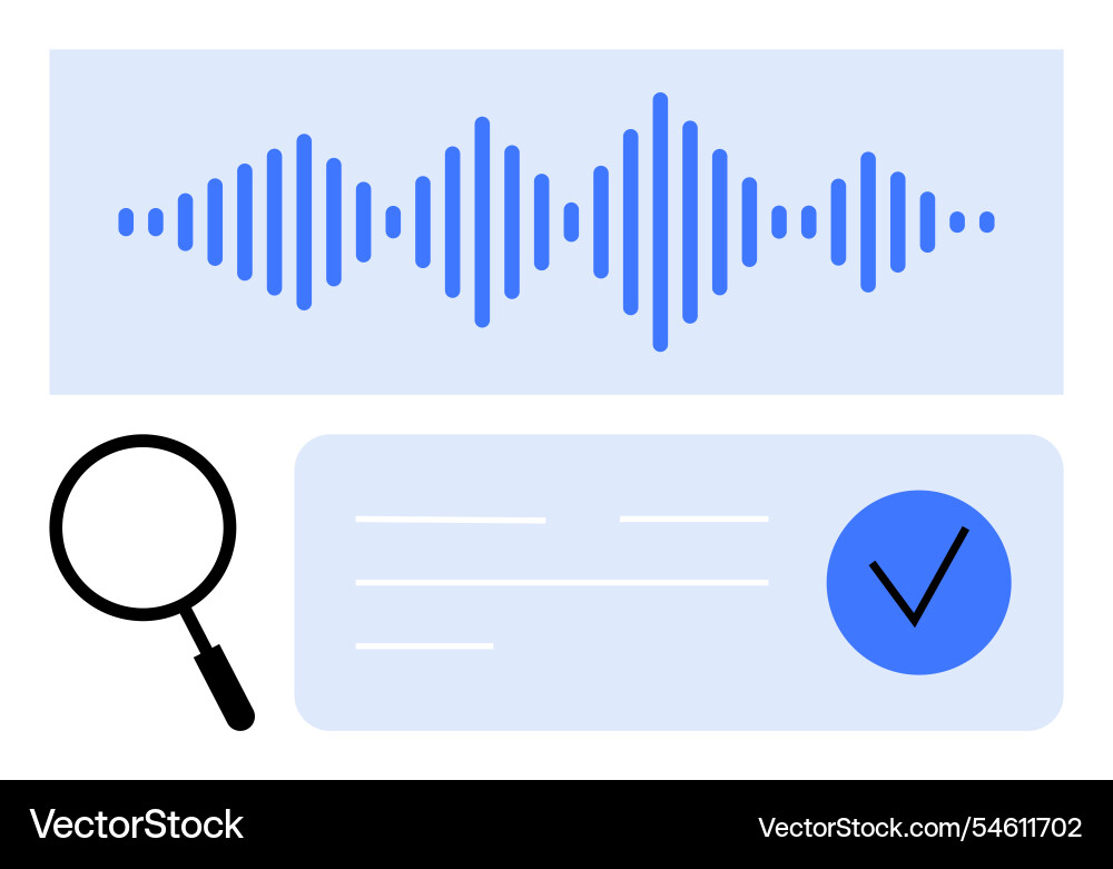 Audio analysis with waveform search icon Audio analysis with waveform search icon vector image