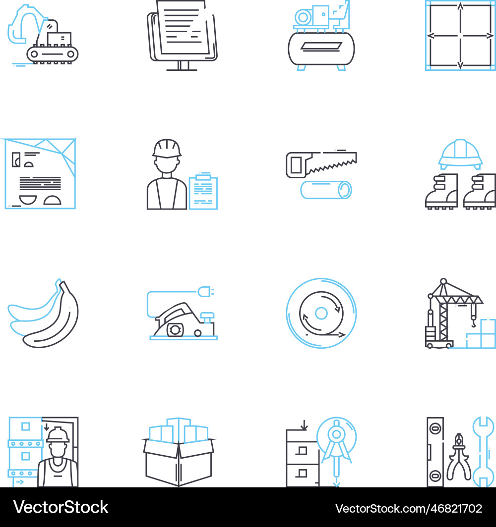 Building linear icons set construction Vector Image