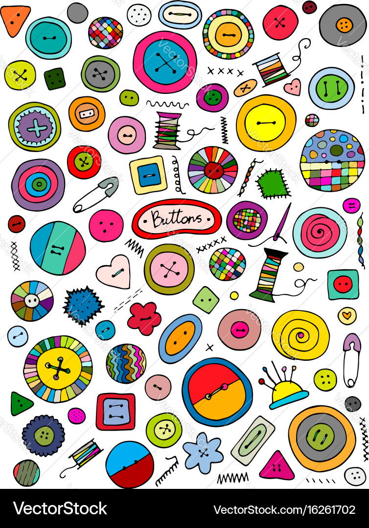 Buttons collection sketch for your design vector image