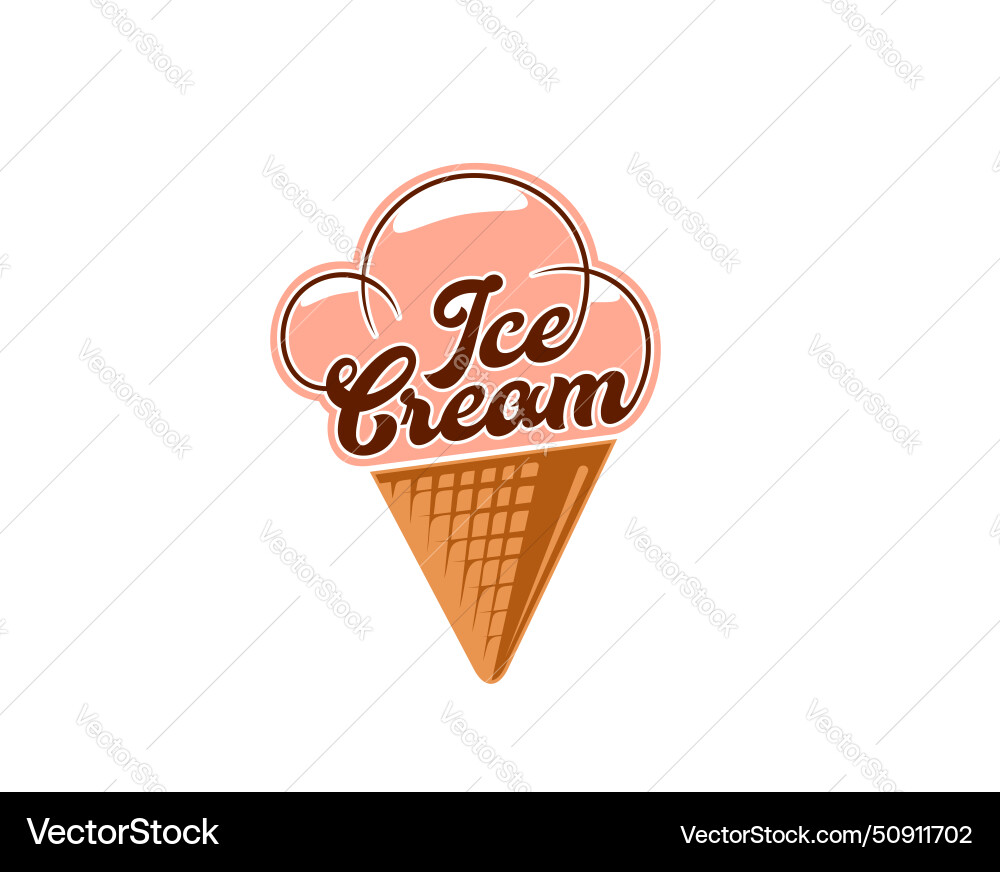 Chocolate ice cream cone icon gelato dessert Chocolate ice cream cone icon gelato dessert vector image