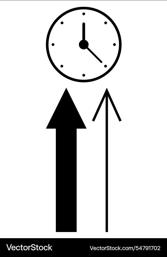 Clock with upward arrows symbolizing progress Clock with upward arrows symbolizing progress vector image