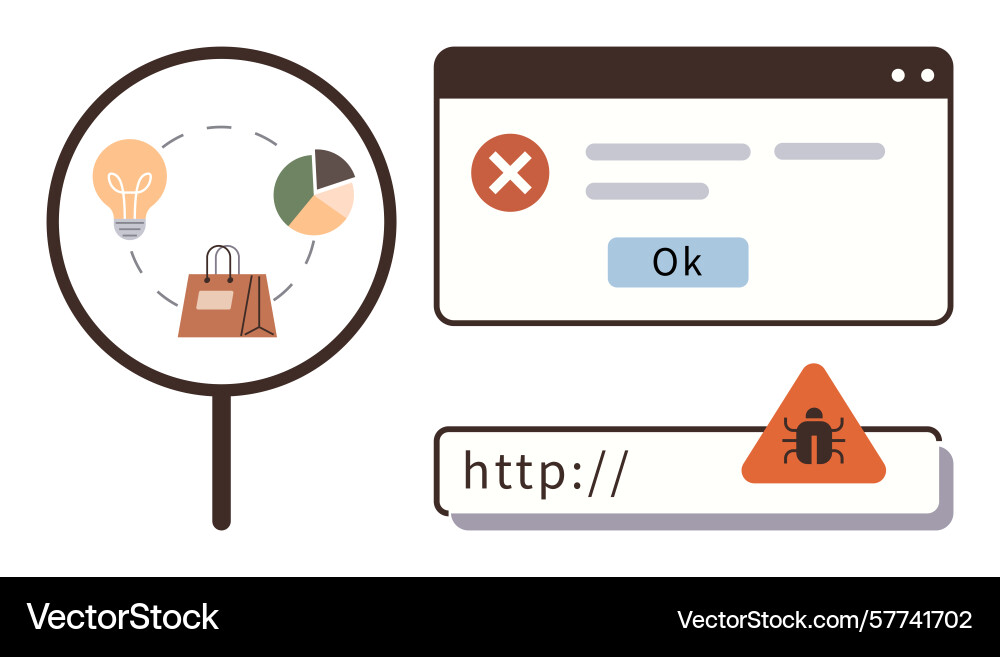 Cybersecurity and online threats detection with Cybersecurity and online threats detection with vector image