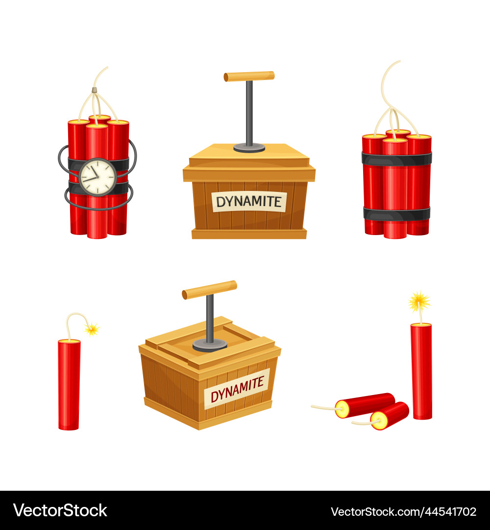Detonating fuse dynamite sticks with timing vector image