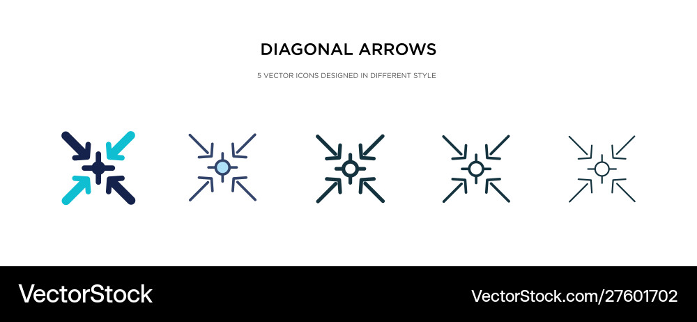 Diagonal arrows icon in different style two vector image
