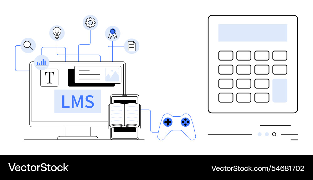 Digital learning platform interface Digital learning platform interface vector image