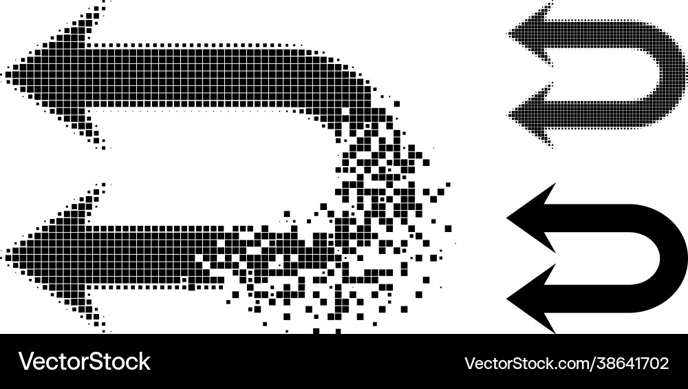 Dissolved and halftone dot double left arrow icon Dissolved and halftone dot double left arrow icon vector image