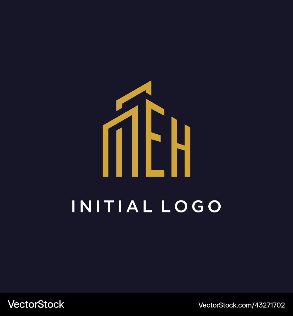 Eh initial monogram with building logo design Vector Image