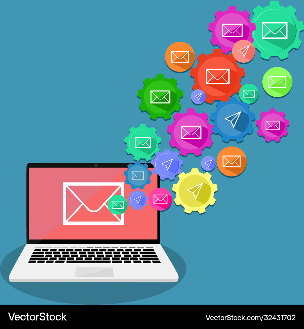 Email sending or receiving concept Vector Image
