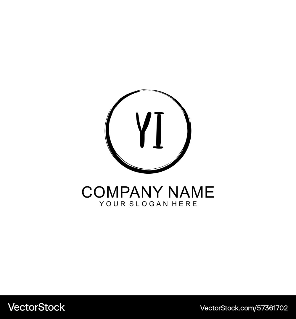 Handwritten yi initial logo with circle Handwritten yi initial logo with circle Vector Image
