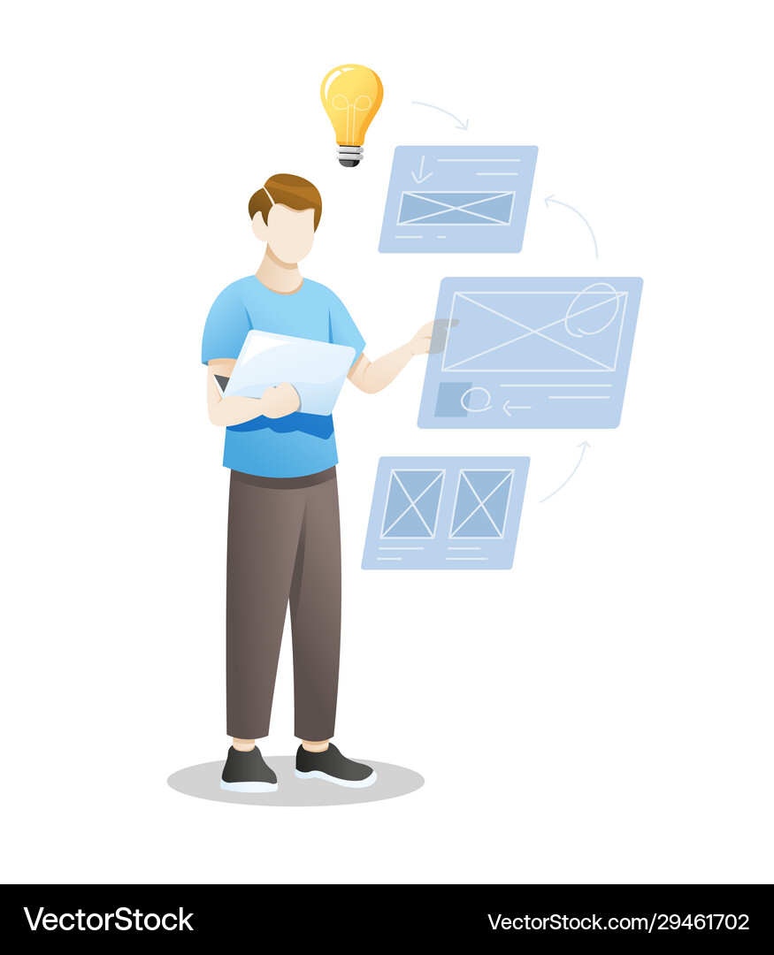 Man Creating Website App Concept Vector Image
