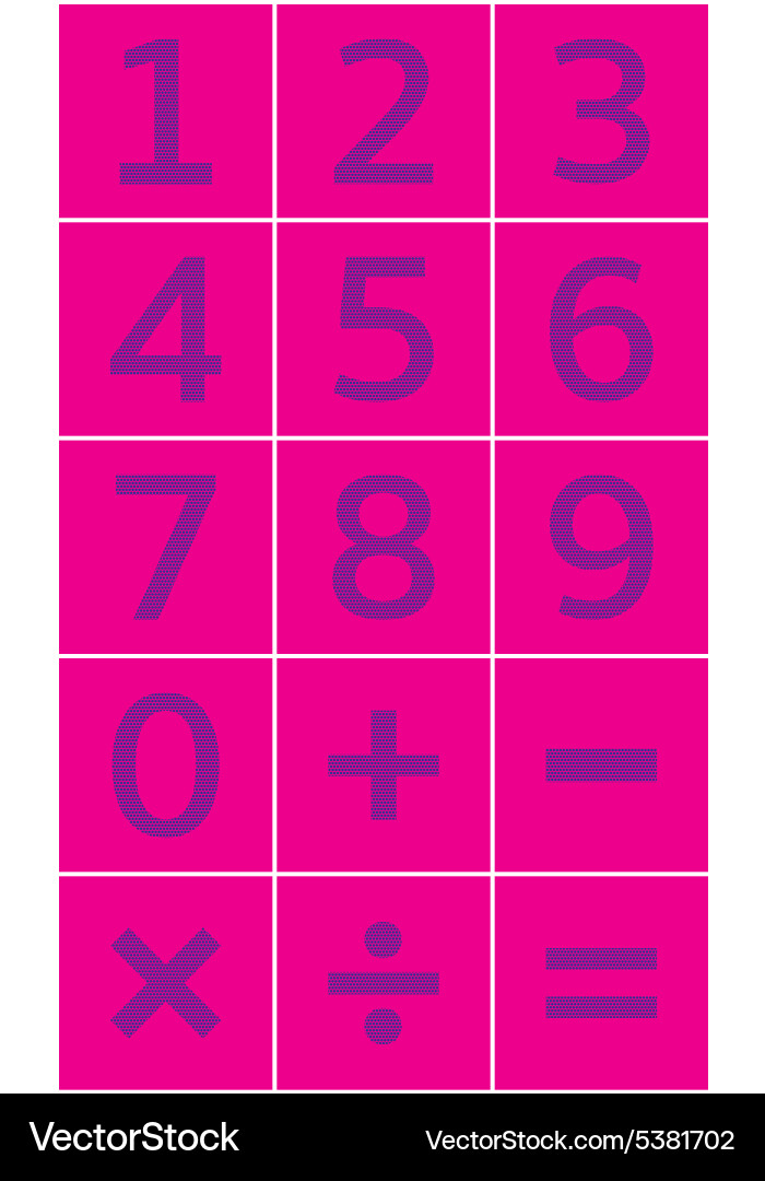 Numbers set and mathematical signs vector image