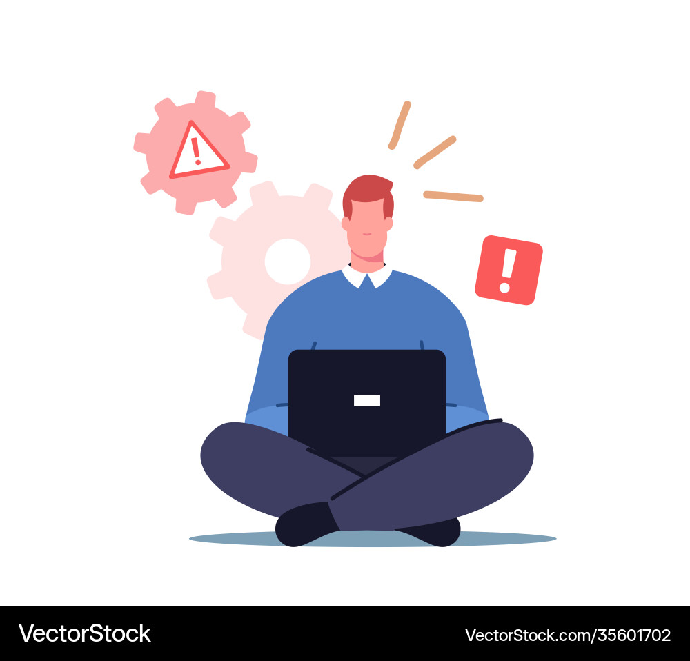 Office Worker with System Error vector image