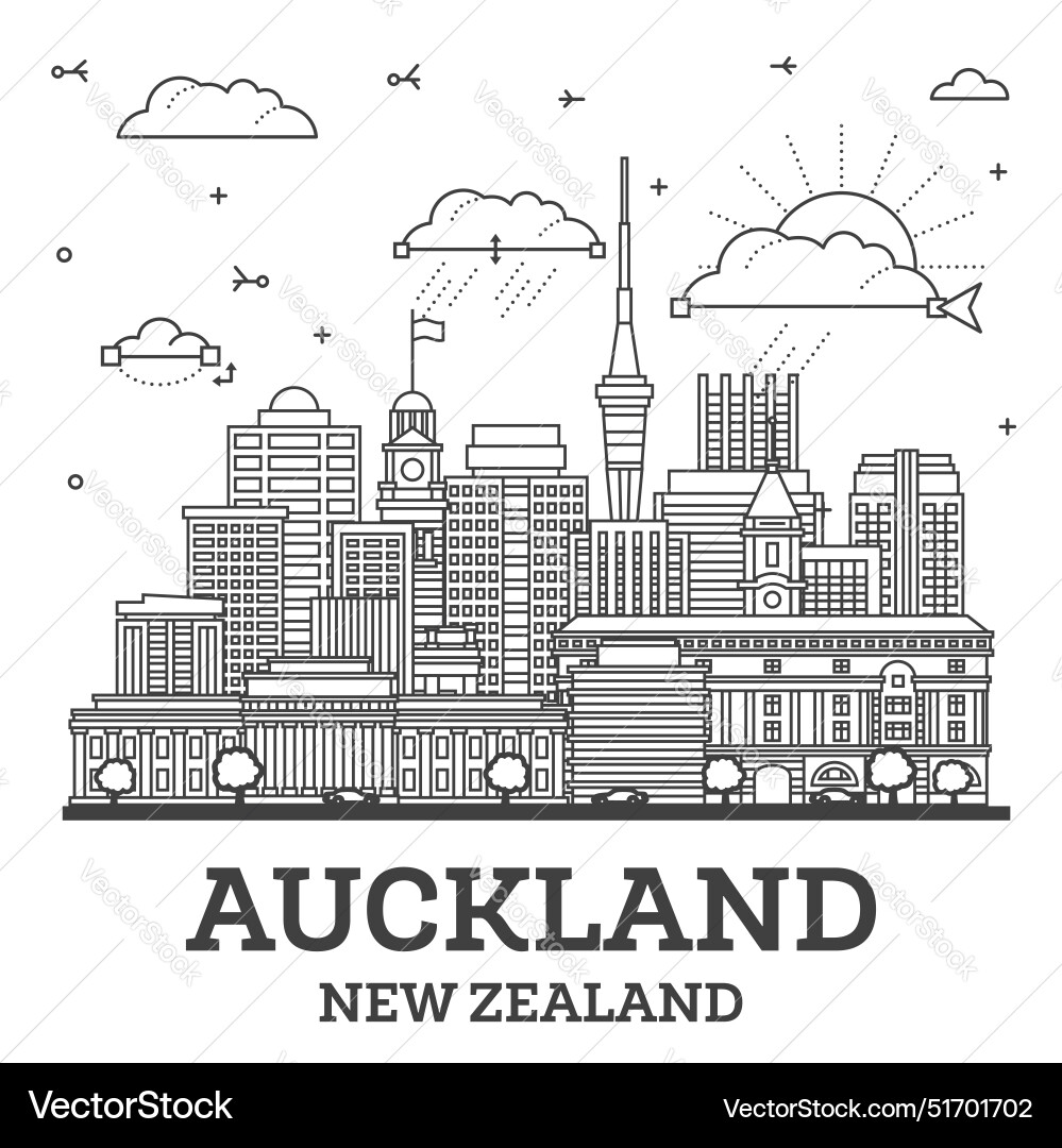 Outline auckland new zealand city skyline Outline auckland new zealand city skyline vector image