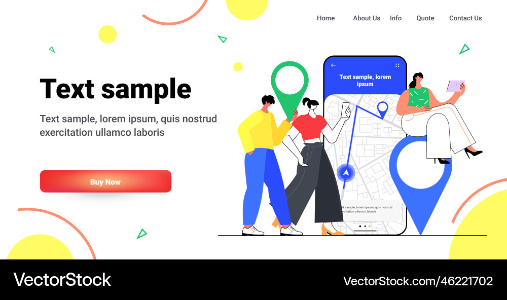 People using online navigation app on digital vector image
