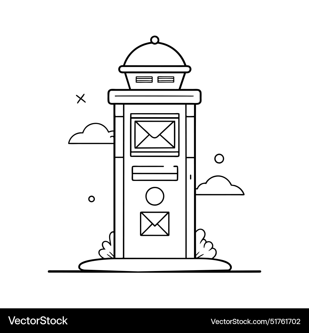 Post box continuous line art Vector Image
