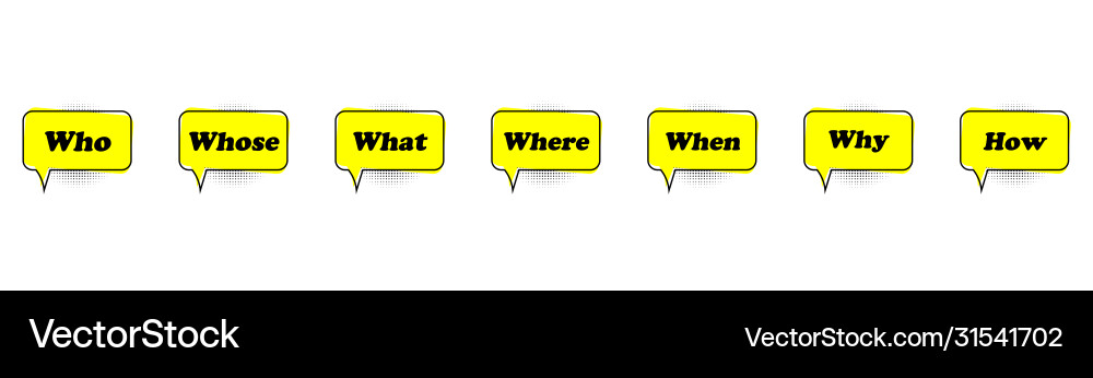 Set chat tablets with basic question words Set chat tablets with basic question words vector image