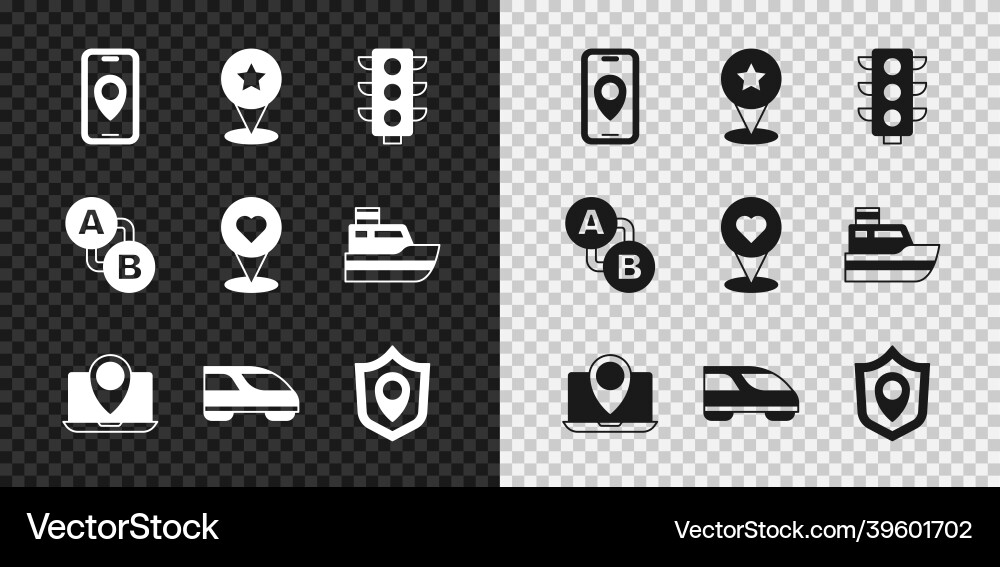 Set city map navigation pointer with star Set city map navigation pointer with star vector image