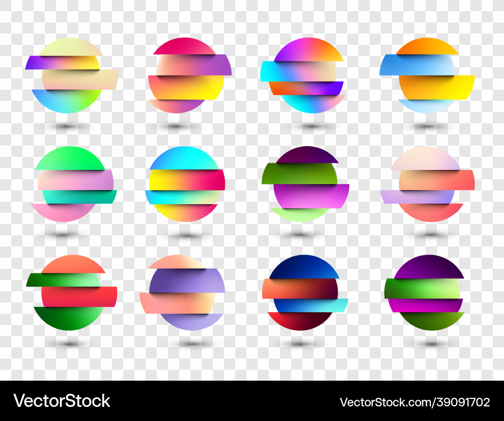 Set of deformed gradient circles in glitch style Set of deformed gradient circles in glitch style vector image