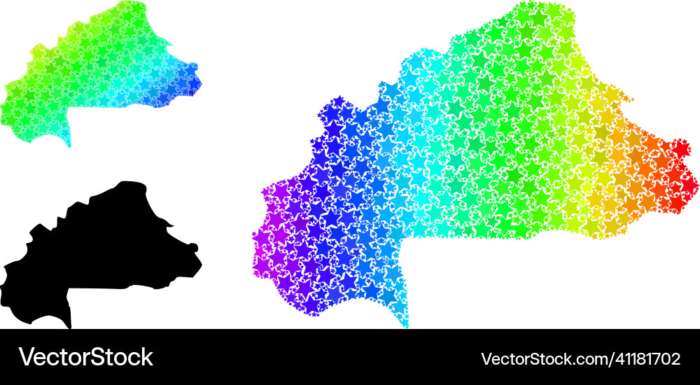 Spectral colored gradient stars mosaic map Vector Image