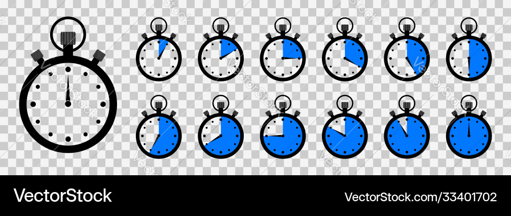 Timer and stopwatch clock with countdown time vector image