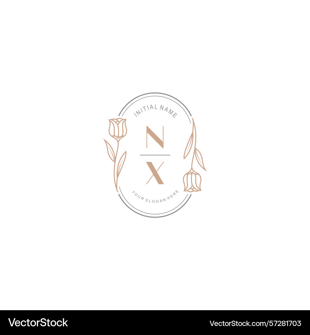 Botanical monogram logos with initial nx Botanical monogram logos with initial nx Vector Image