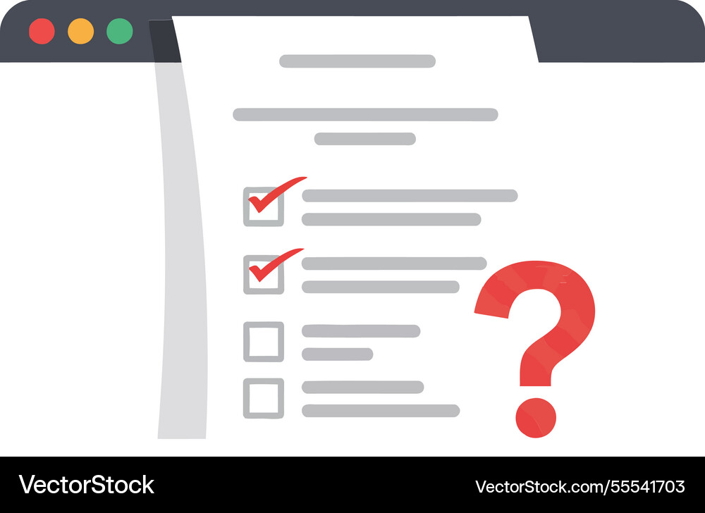 Checklist with marked items and a question mark Checklist with marked items and a question mark Vector Image