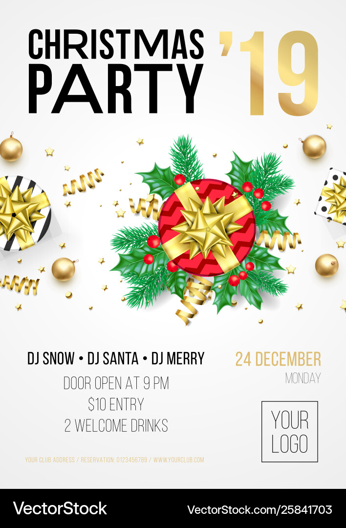 Christmas party invitation poster Christmas party invitation poster vector image