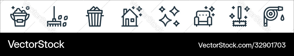 Cleaning line icons linear set quality Cleaning line icons linear set quality vector image