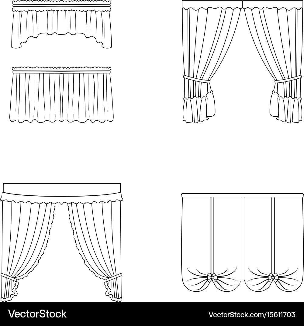 Different types of window curtainscurtains set Vector Image