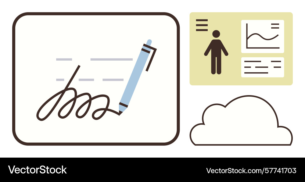 Digital document signing with analytics dashboard Digital document signing with analytics dashboard vector image