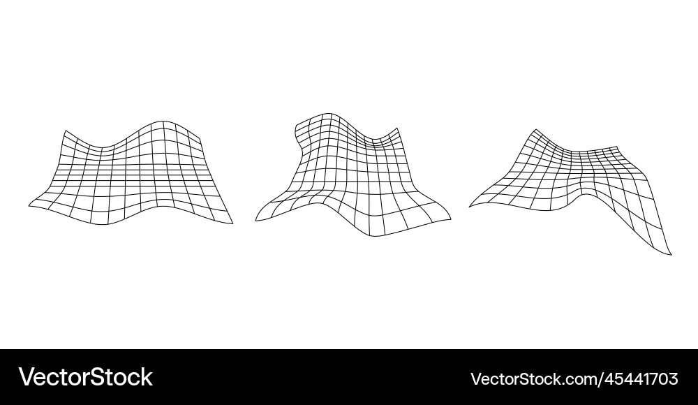 Distorted perspective grid set glitch rectangle Distorted perspective grid set glitch rectangle vector image