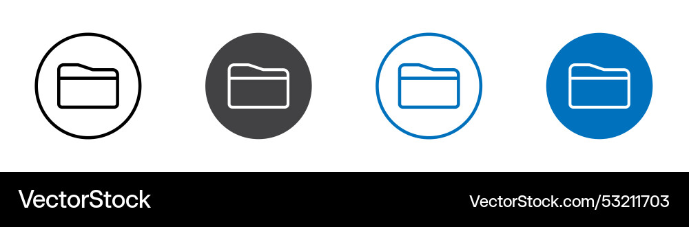 File folder icon flat editable mark set vector image