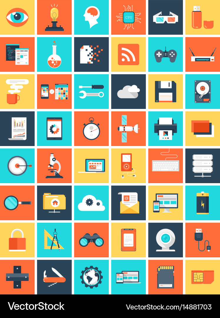 Flat Web Icons Collection Vector Image