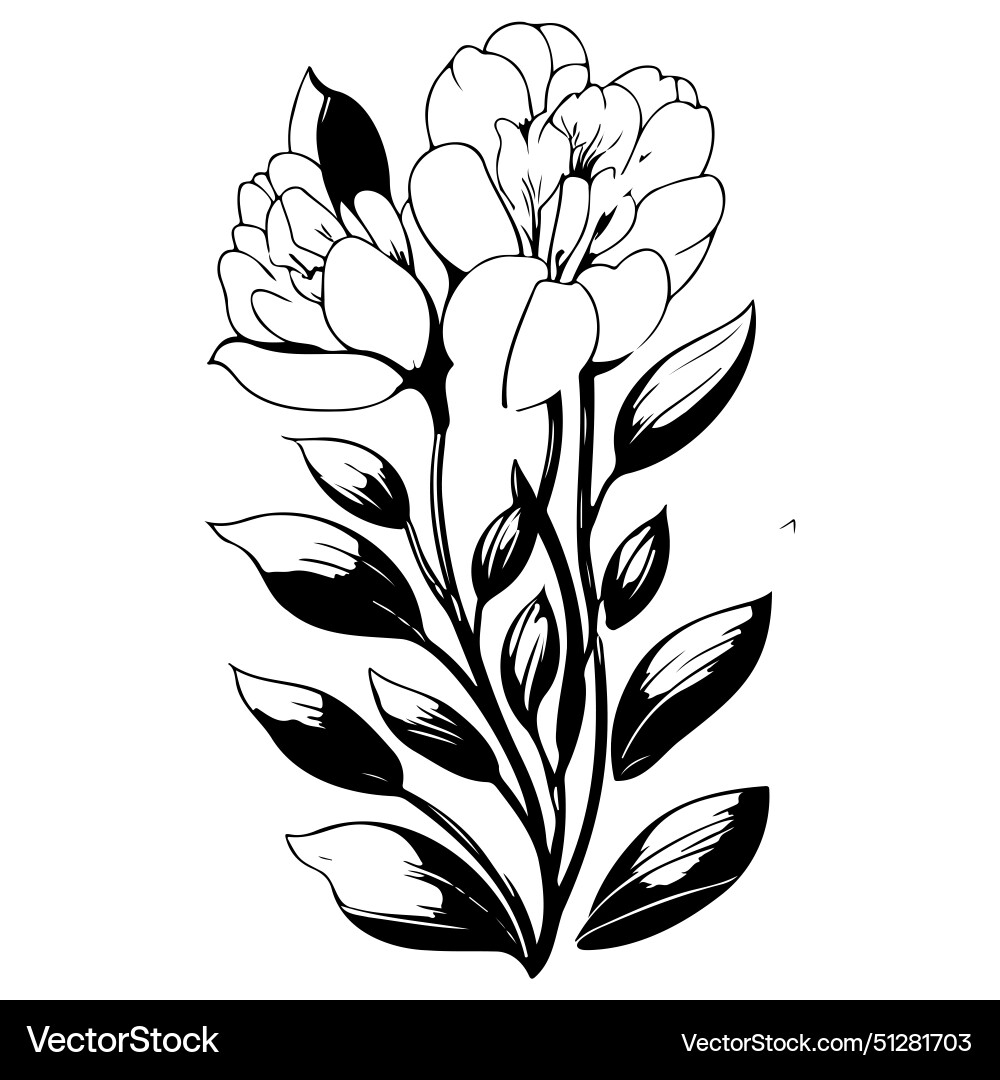 Freesia flower sketch Royalty Free Vector Image Freesia flower sketch Royalty Free Vector Image