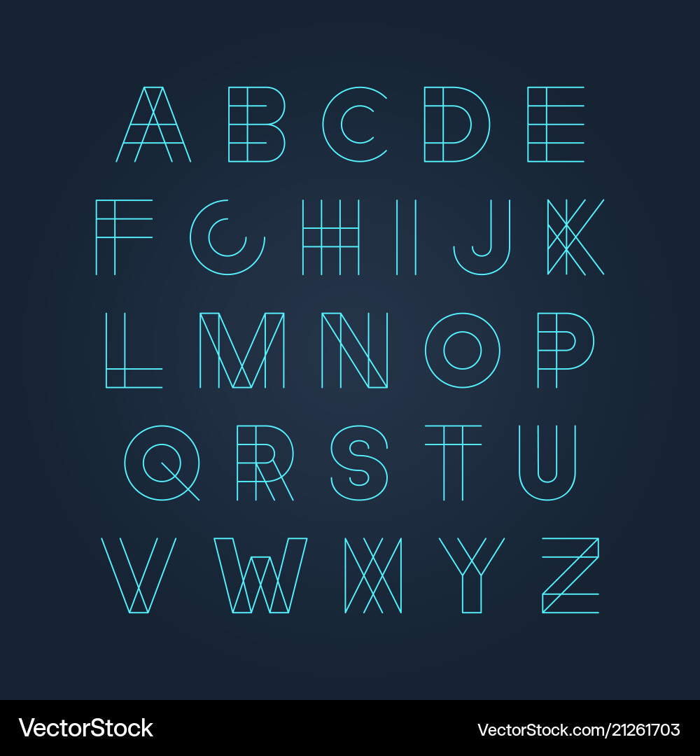 Futuristic luminous font - minimal design vector image