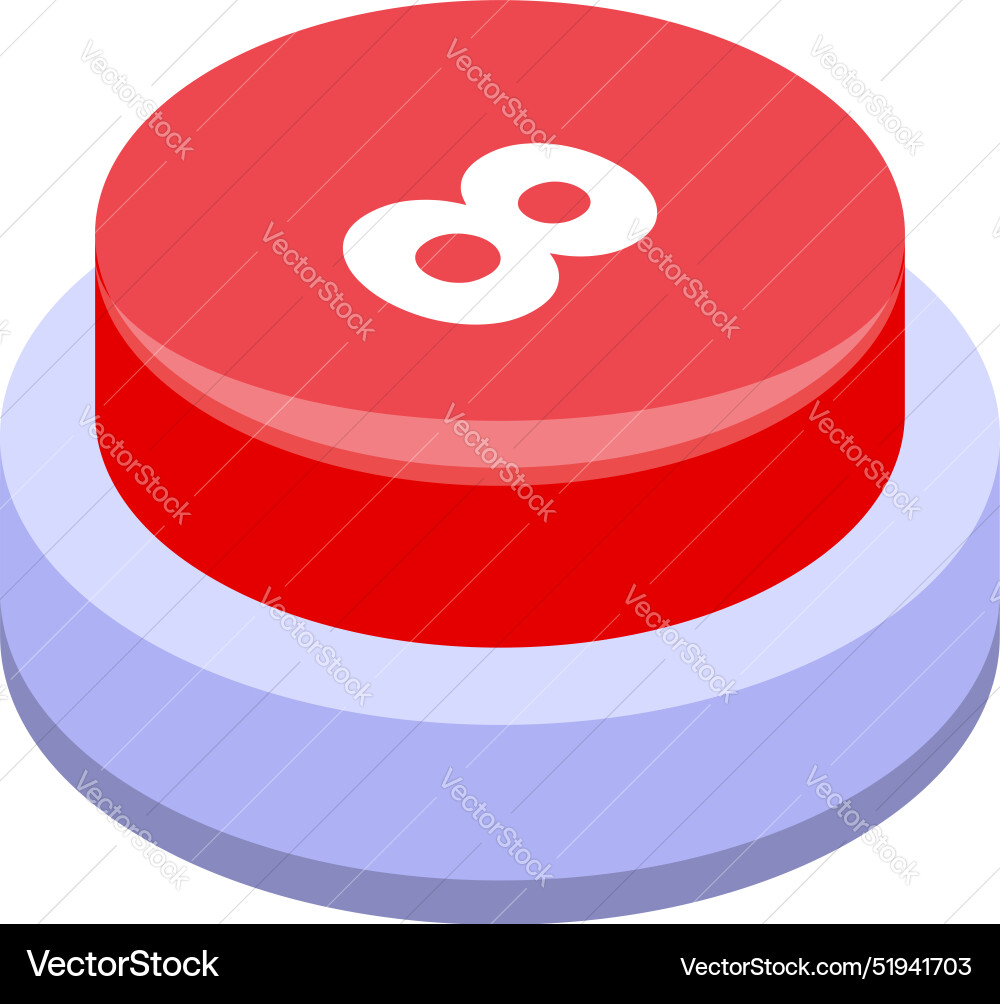 Red button showing number eight for keyboard Red button showing number eight for keyboard vector image