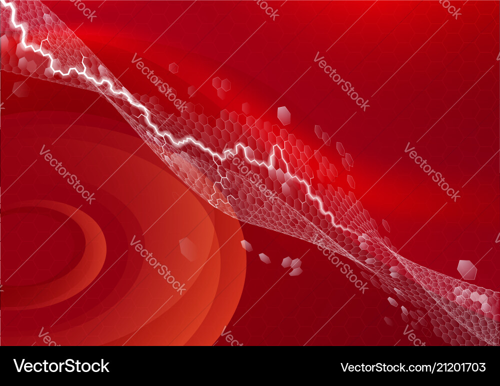 Red Hexagon Energy Abstract vector image