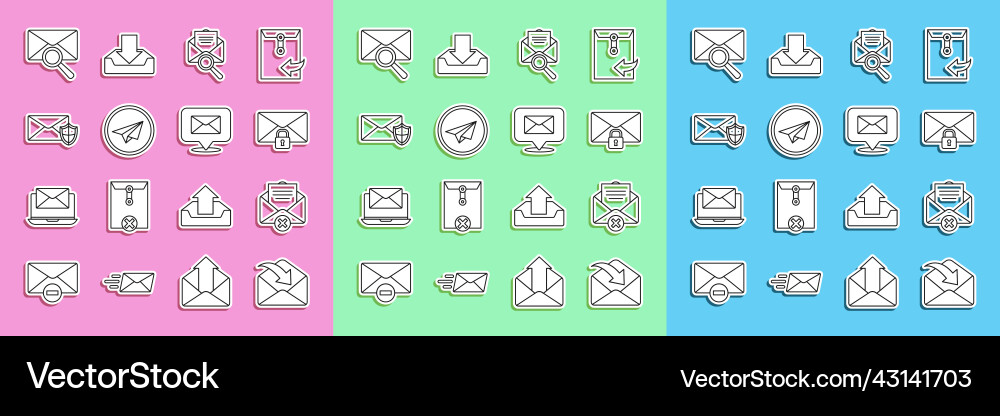 Set line envelope delete mail message Set line envelope delete mail message vector image
