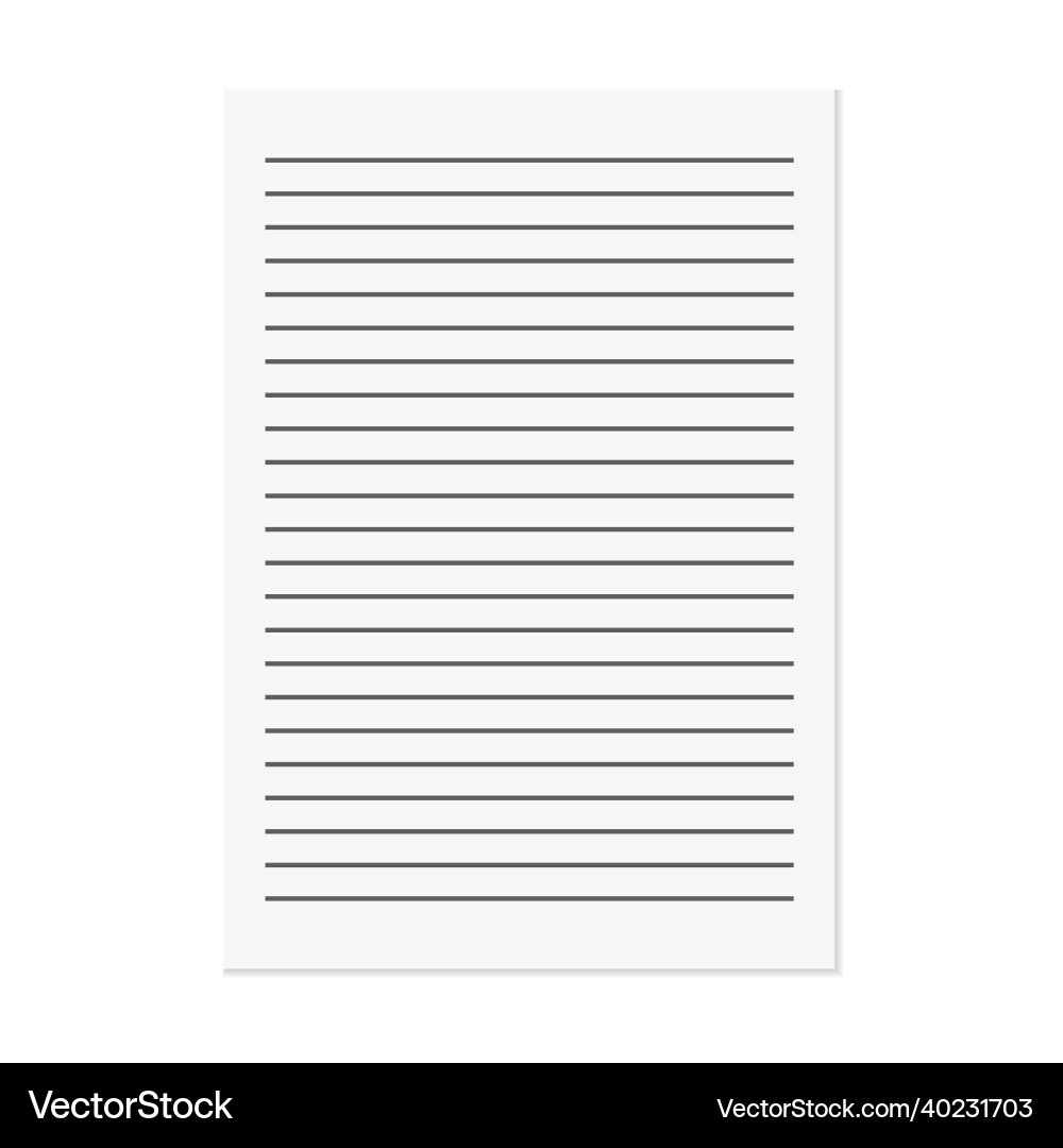 Sheet of lined notebook paper with shadow Sheet of lined notebook paper with shadow vector image