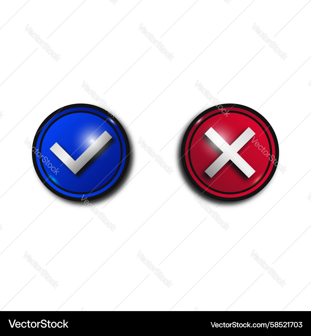 Tick and Cross Round Buttons Vector Image