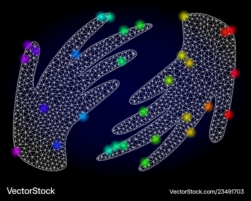 Wire frame mesh hands with spectrum colored Wire frame mesh hands with spectrum colored vector image