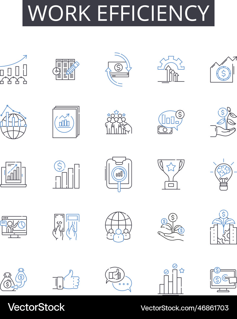 Work efficiency line icons collection time Work efficiency line icons collection time vector image