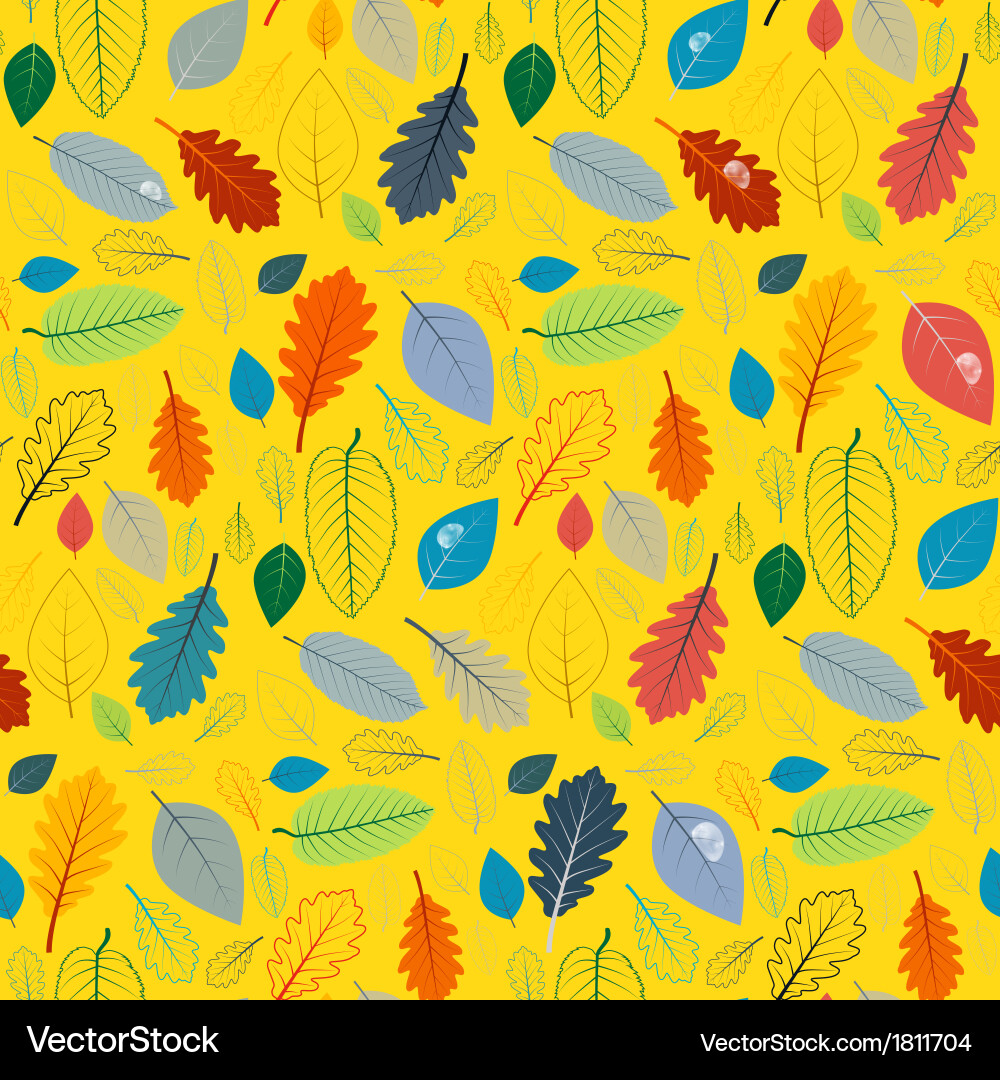 Abstract yellow seamless pattern with leaves Vector Image