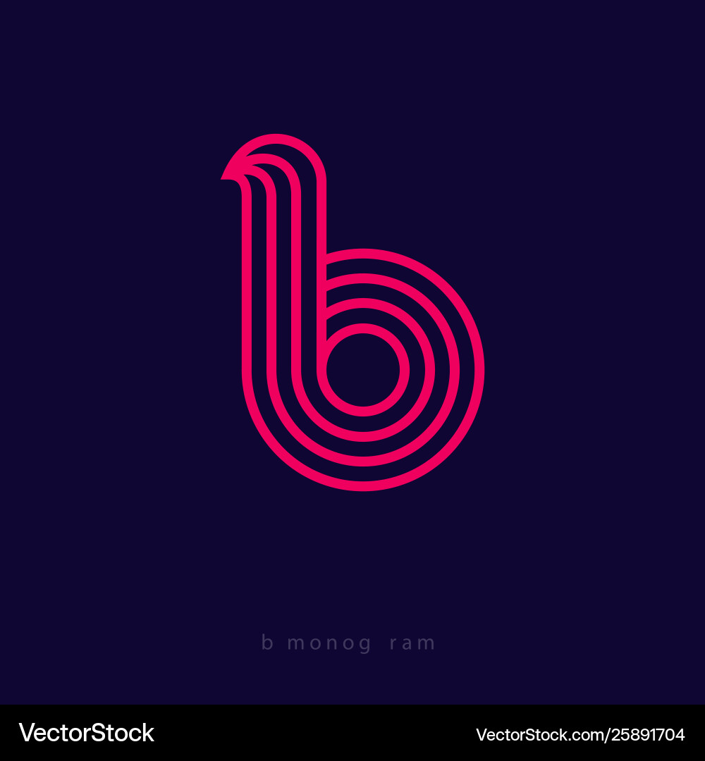 B letter monogram thin lines red web ui icon Vector Image
