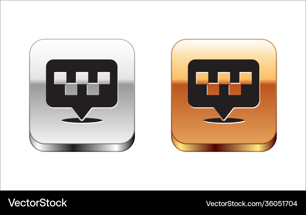 Black map pointer with taxi icon isolated on white Black map pointer with taxi icon isolated on white vector image