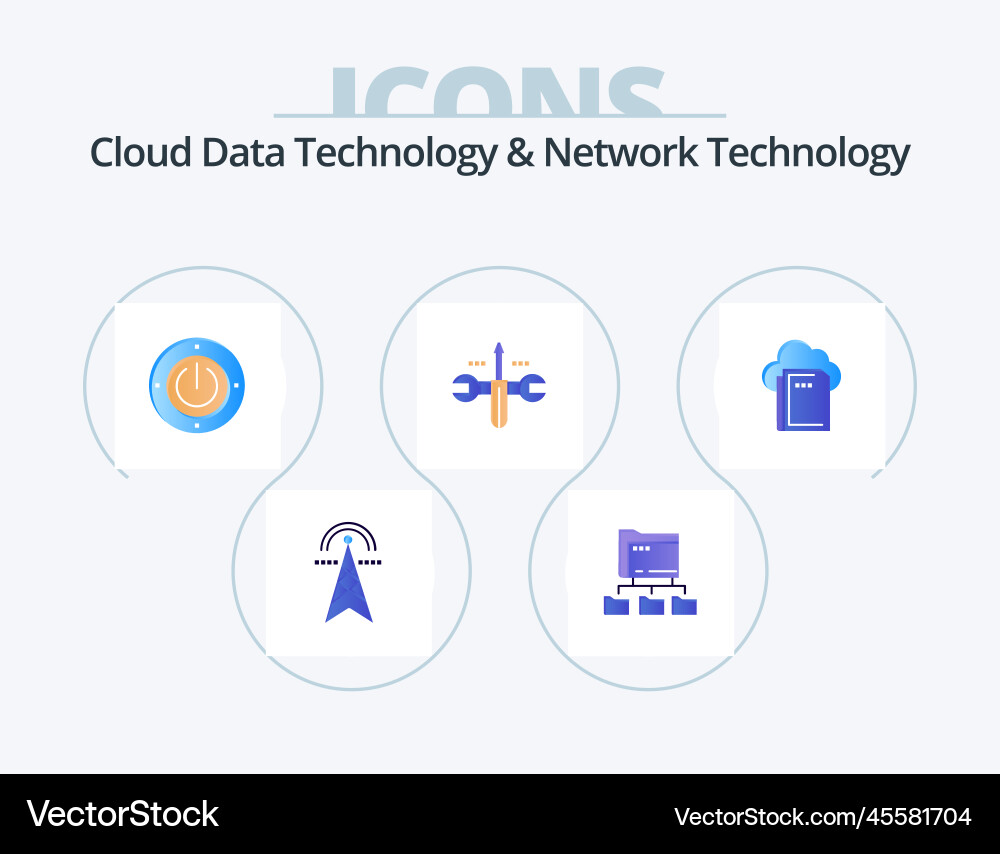 Cloud data technology and network flat Vector Image