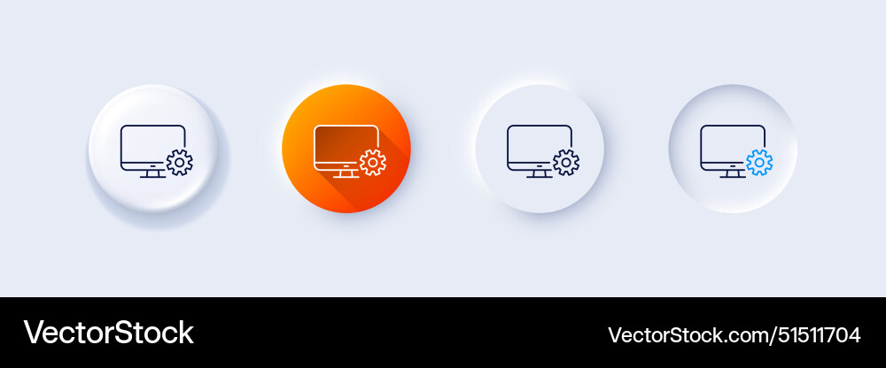 Computer or monitor icon service cogwheel sign vector image