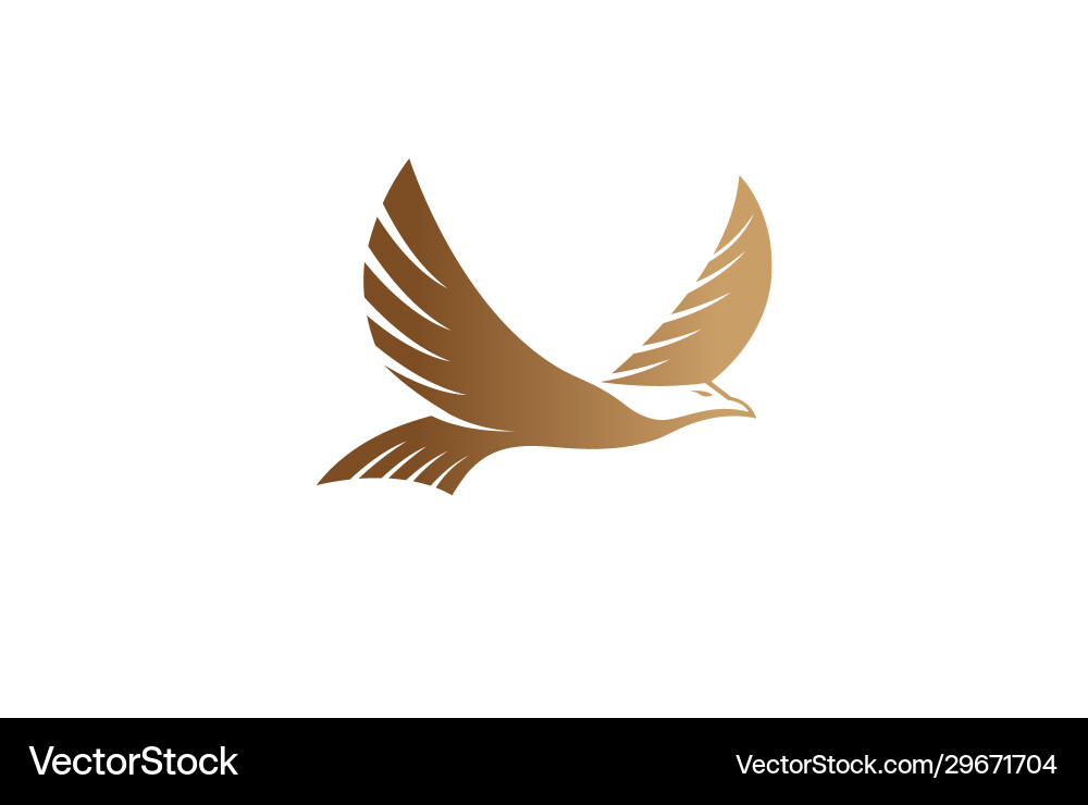 Creative flying golden eagle logo Royalty Free Vector Image